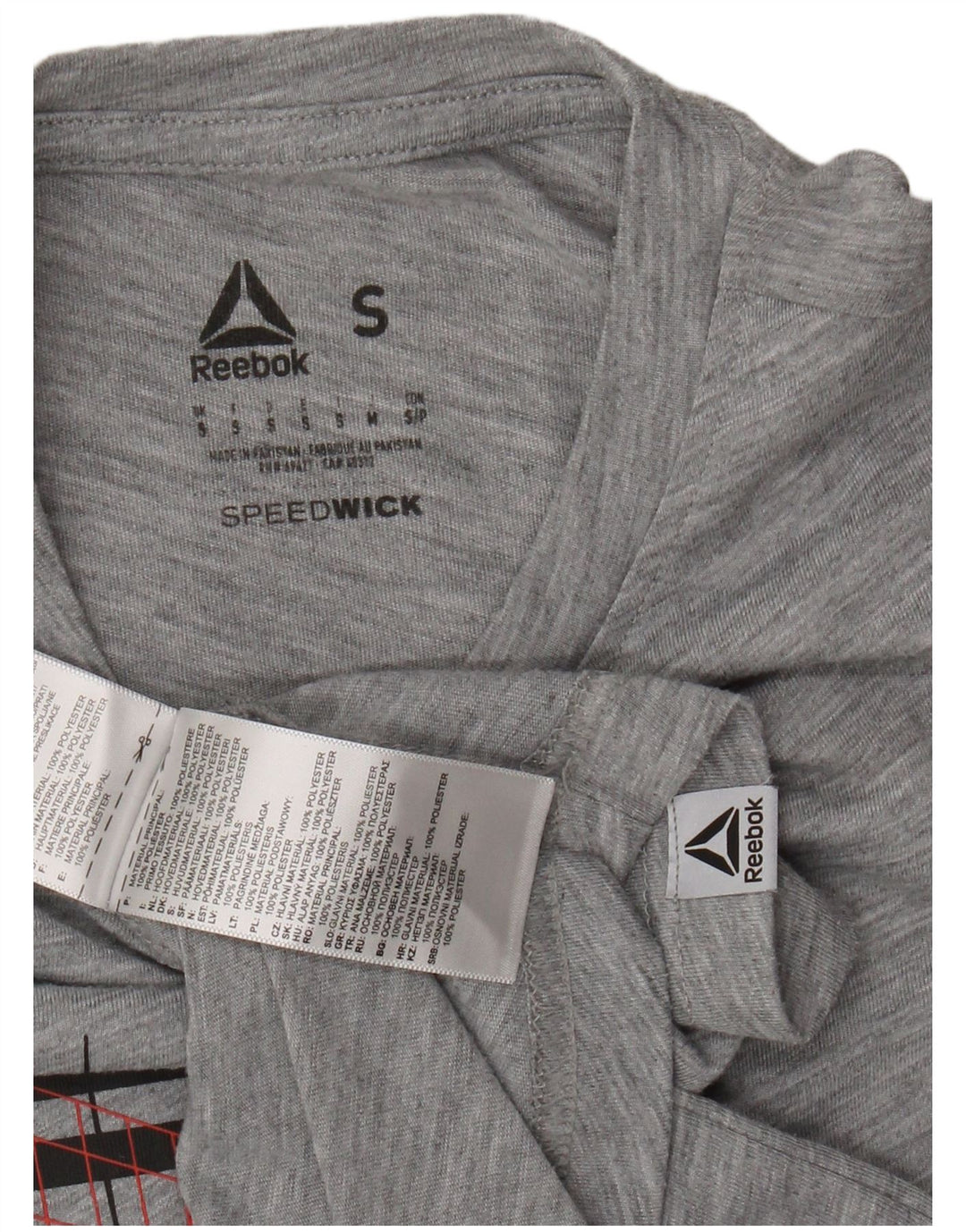 REEBOK Mens Graphic T-Shirt Top Small Grey Flecked Polyester