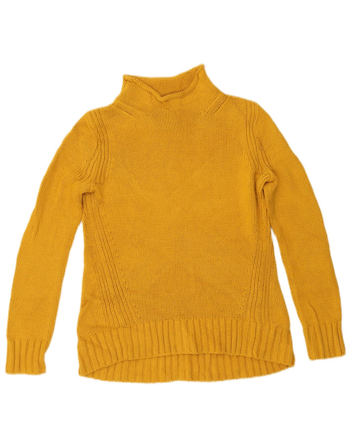 J. CREW Womens Turtle Neck Jumper Sweater UK 10 Small Yellow Cotton