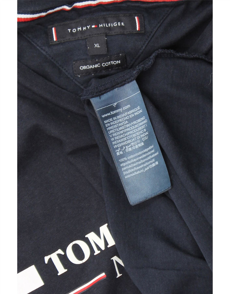 TOMMY HILFIGER Mens Graphic T-Shirt Top XL Navy Blue Cotton Vintage Tommy Hilfiger and Second-Hand Tommy Hilfiger from Messina Hembry 