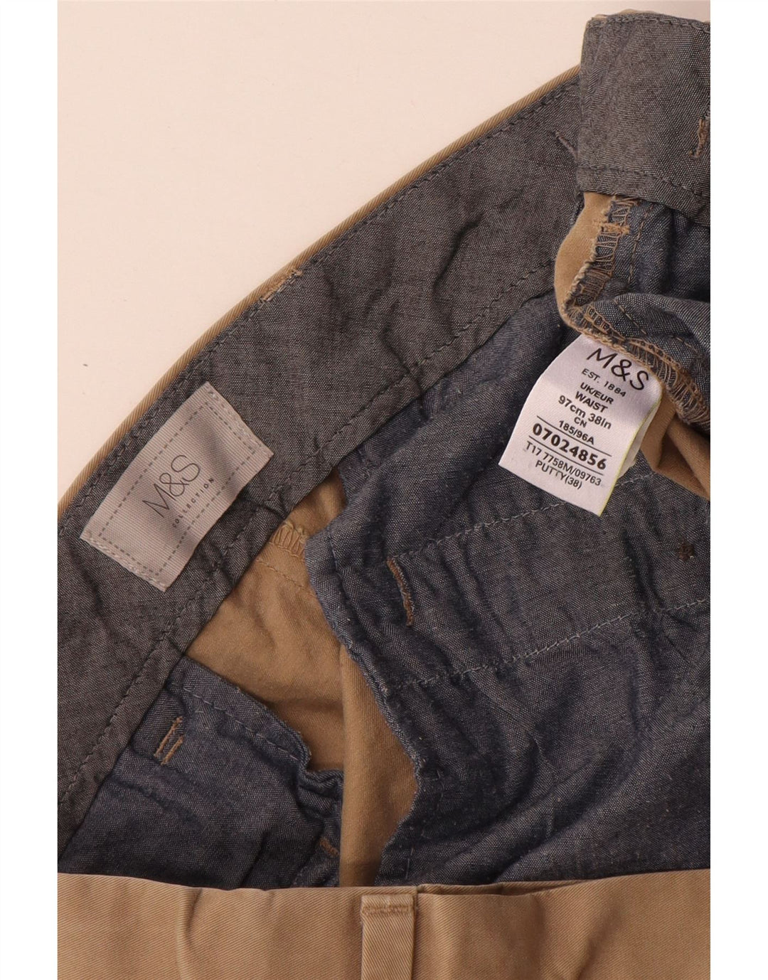 MARKS & SPENCER Mens Chino Shorts W38 XL Beige Cotton