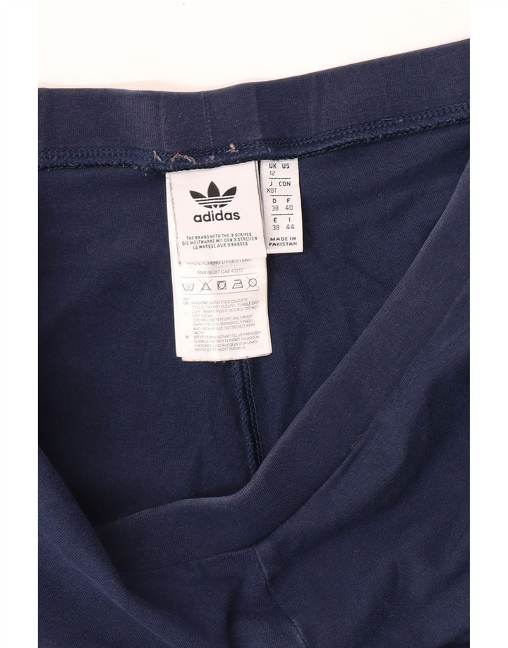 Adidas Womens Leggings UK 12 Medium Navy Blue Cotton