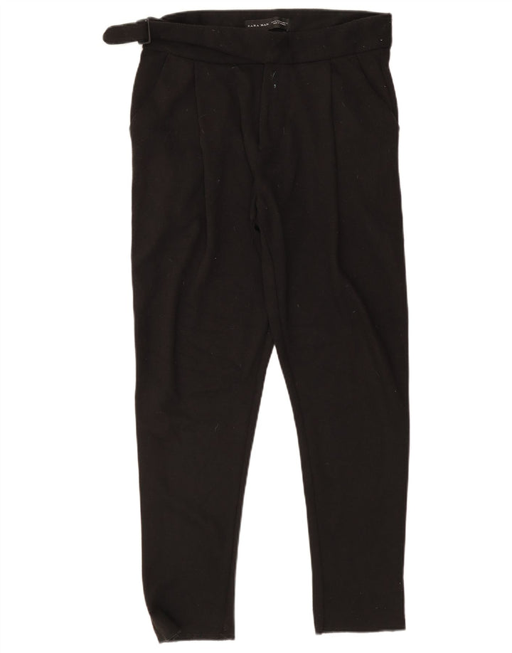 Zara Mens Tapered Suit Trousers Medium W31 L27 Black Polyester