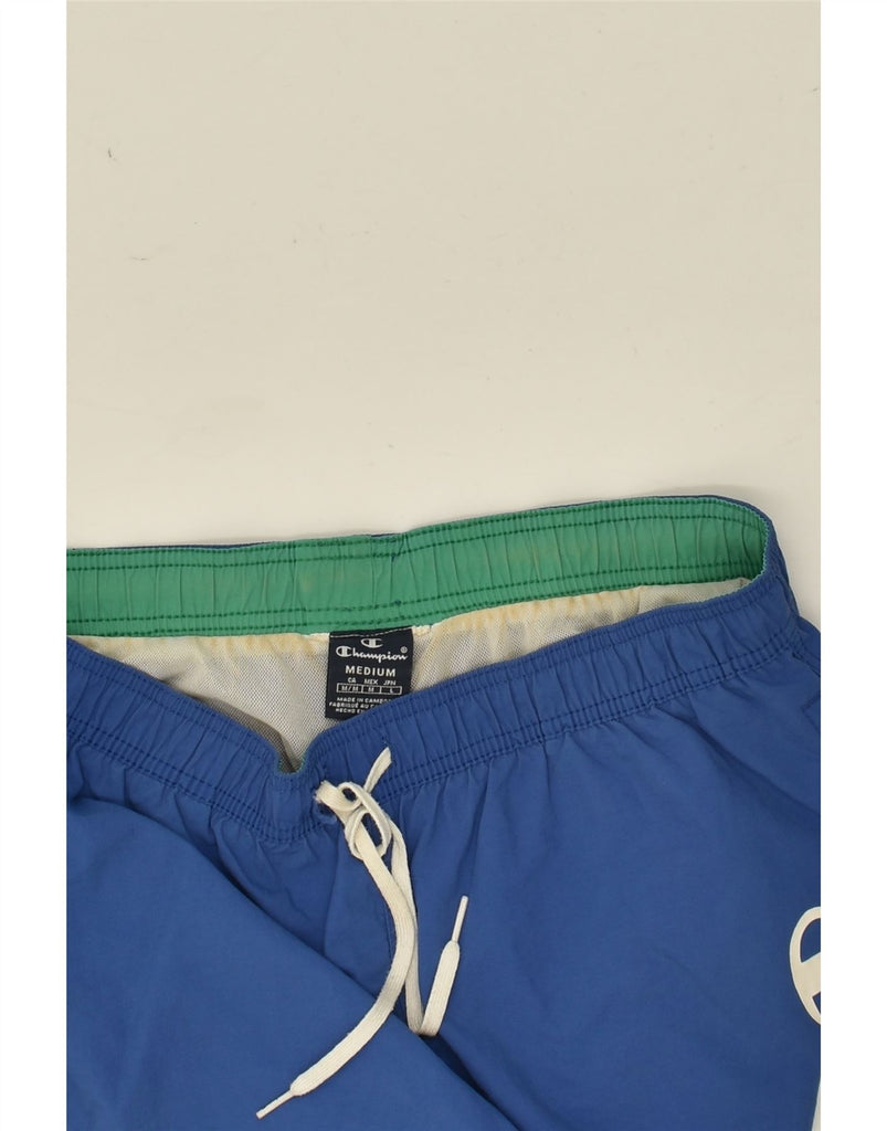 CHAMPION Mens Graphic Sport Shorts Medium Blue | Vintage Champion | Thrift | Second-Hand Champion | Used Clothing | Messina Hembry 