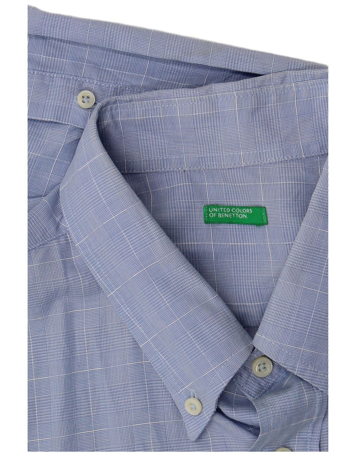 Benetton Mens Shirt Large Blue Check