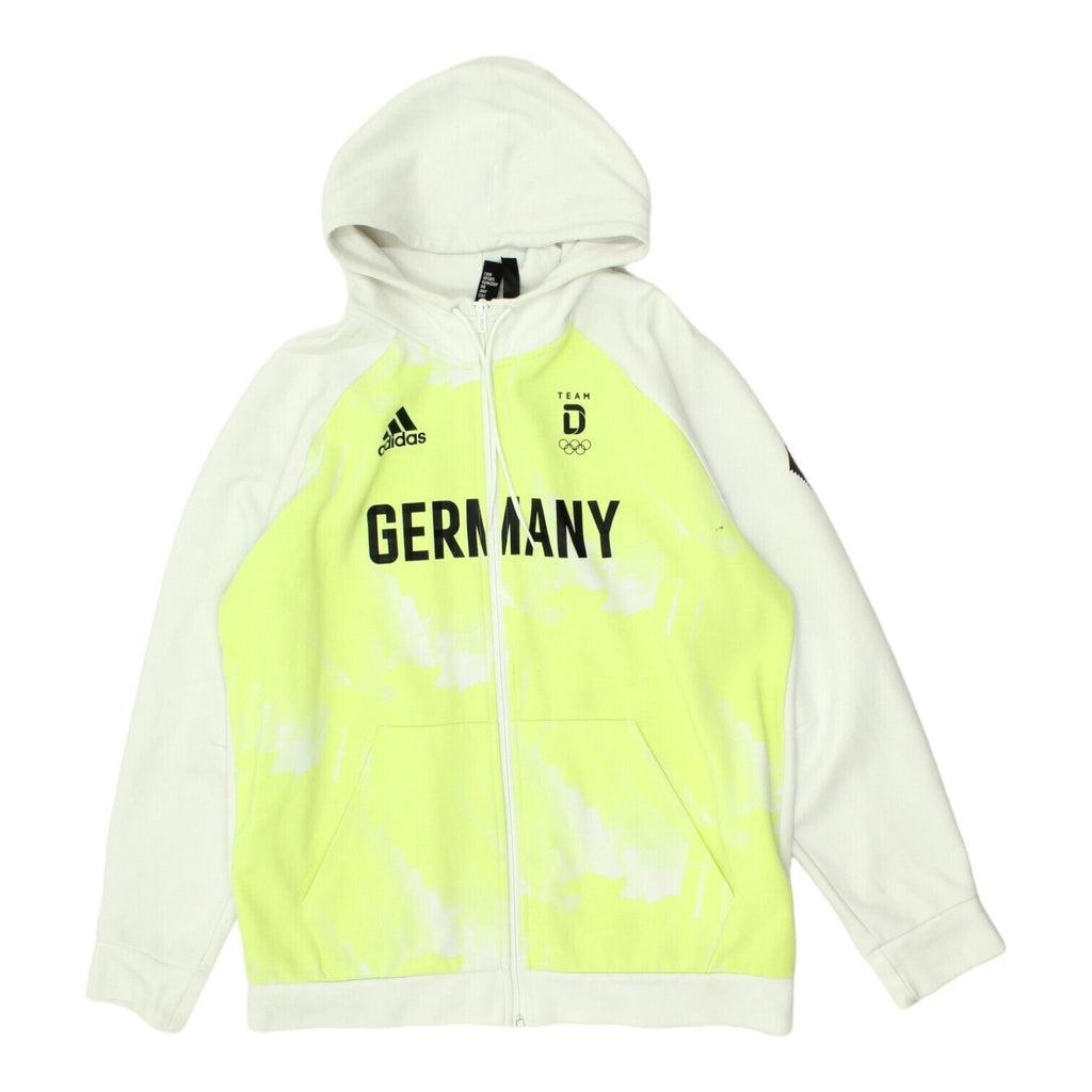 Team Germany Tokyo 2020 Olympics Adidas Mens White Full Zip Hoodie | Sportswear | Vintage Messina Hembry | Thrift | Second-Hand Messina Hembry | Used Clothing | Messina Hembry 