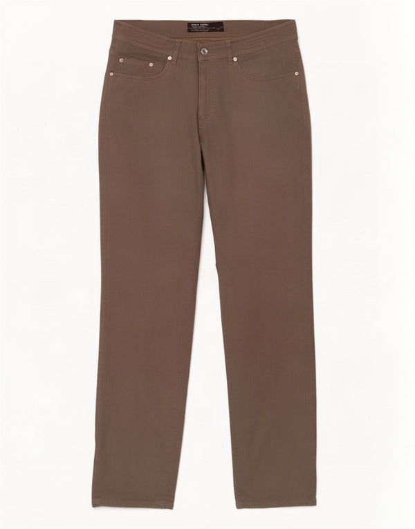 Pierre Cardin Mens Lyon Straight Casual Trousers W34 L32 Brown Cotton