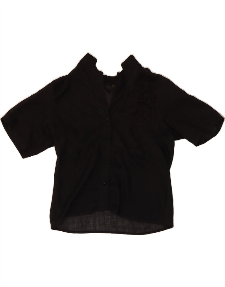VINTAGE Womens Short Sleeve Shirt Blouse EU 46 XL Black Vintage Vintage and Second-Hand Vintage from Messina Hembry 