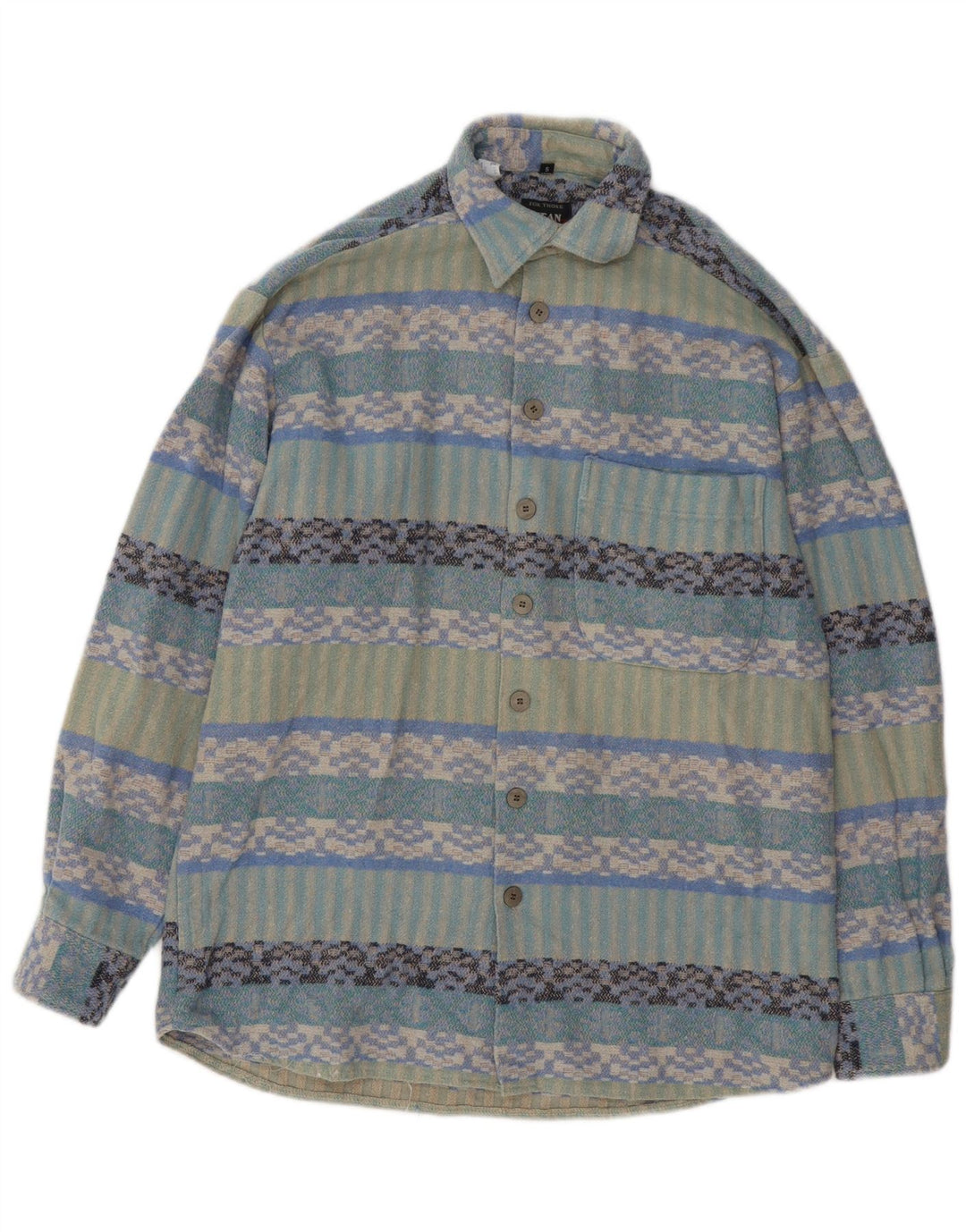 Jean chatel Mens Overshirt Shirt Size 37/38 Small Multicoloured Geometric