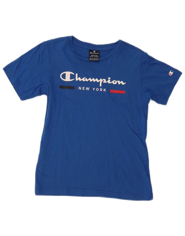 CHAMPION Boys Graphic T-Shirt Top 9-10 Years Medium Blue