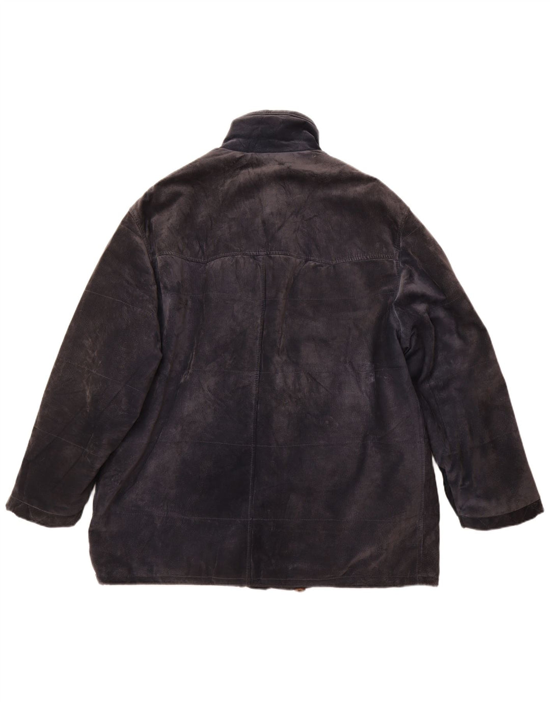 Vintage Mens Suede Windbreaker Coat IT 52 XL Navy Blue Leather