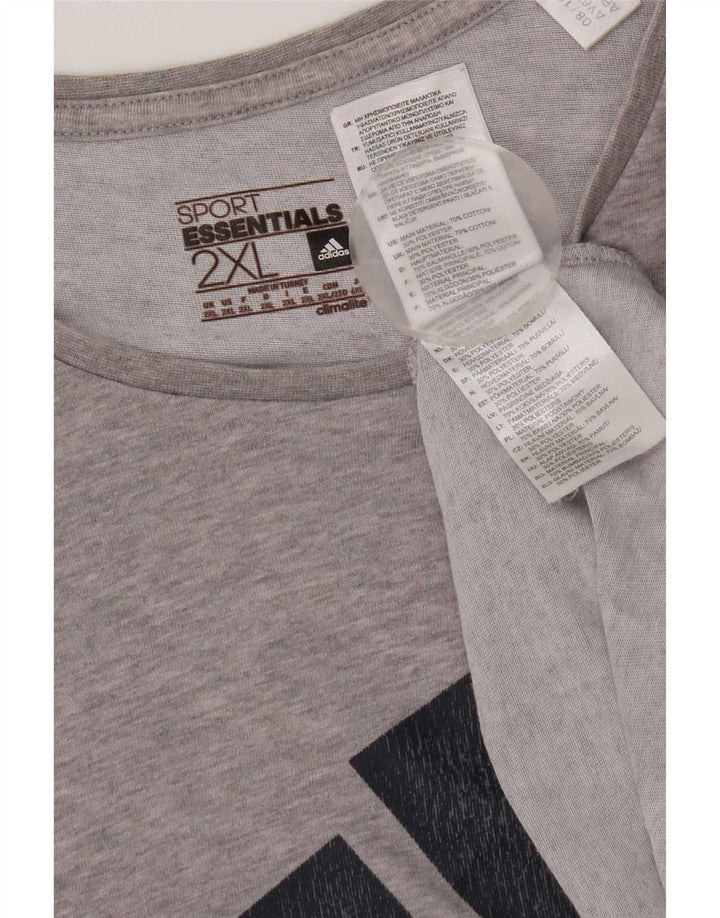 Adidas Mens Graphic T-Shirt Top 2XL Grey Cotton