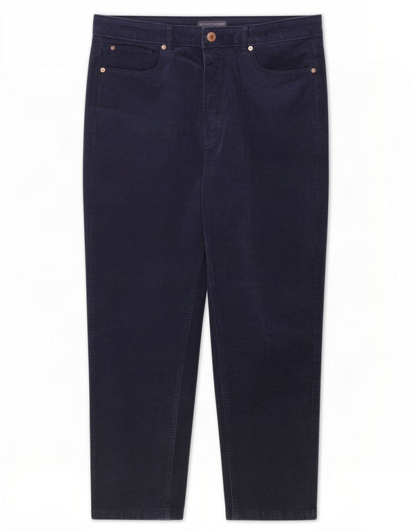 Marks & Spencer Womens Corduroy Trousers UK 18 XL W36 L26 Navy Blue Cotton