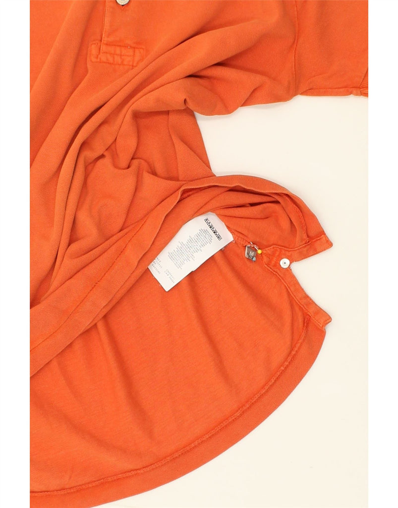 NAPAPIJRI Mens Graphic Polo Shirt Medium Orange Cotton | Vintage Napapijri | Thrift | Second-Hand Napapijri | Used Clothing | Messina Hembry 