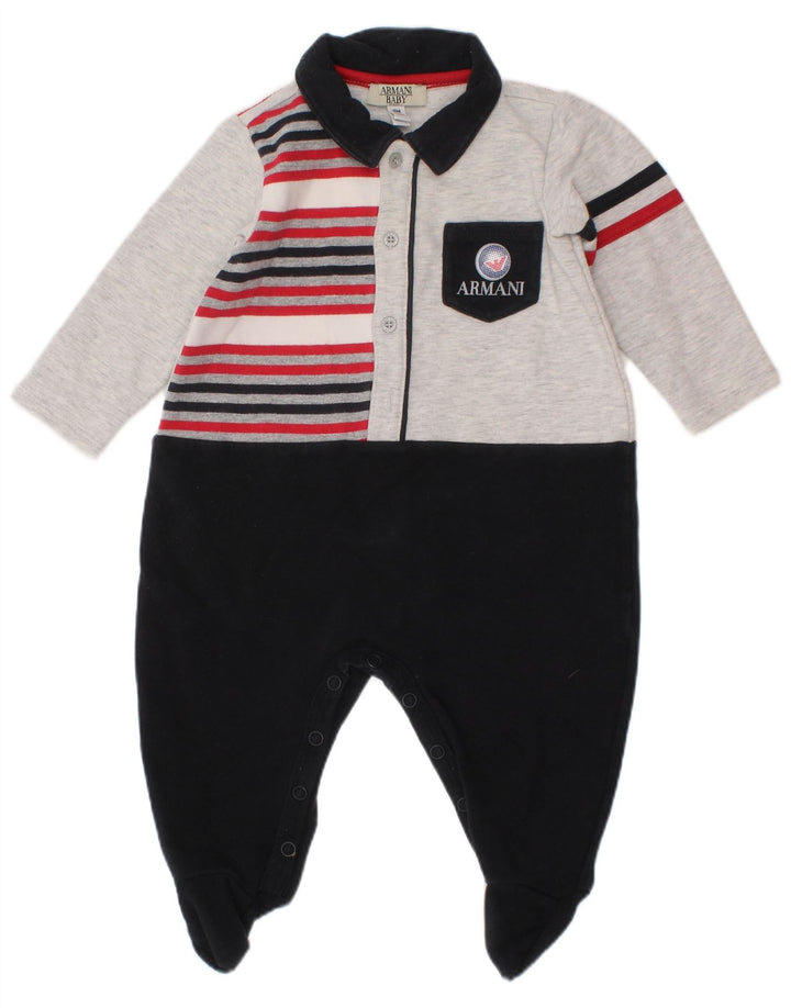 ARMANI BABY Baby Boys Long Sleeve Jumpsuit 3-6 Months  Black Colourblock