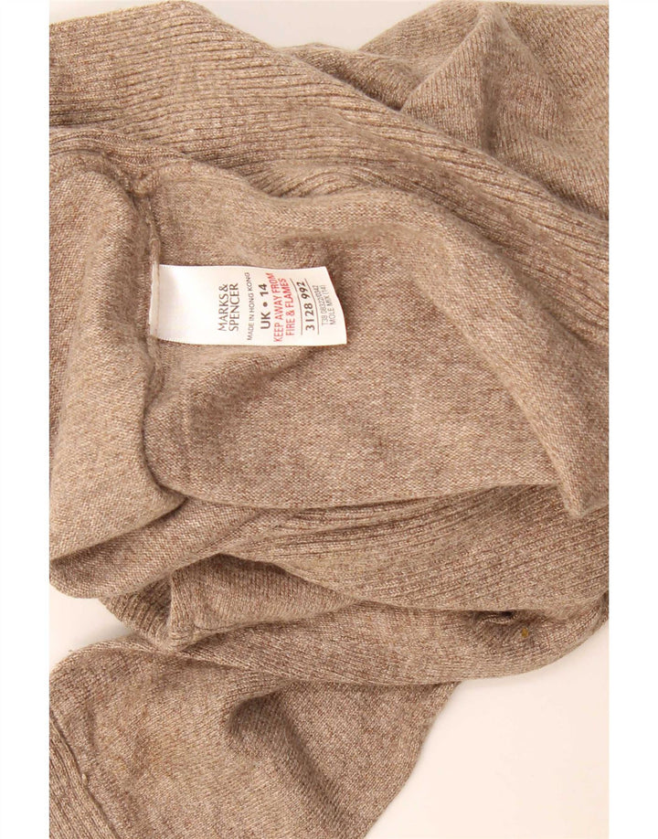 Marks & Spencer Womens Button Neck Jumper Sweater UK 14 Medium Beige