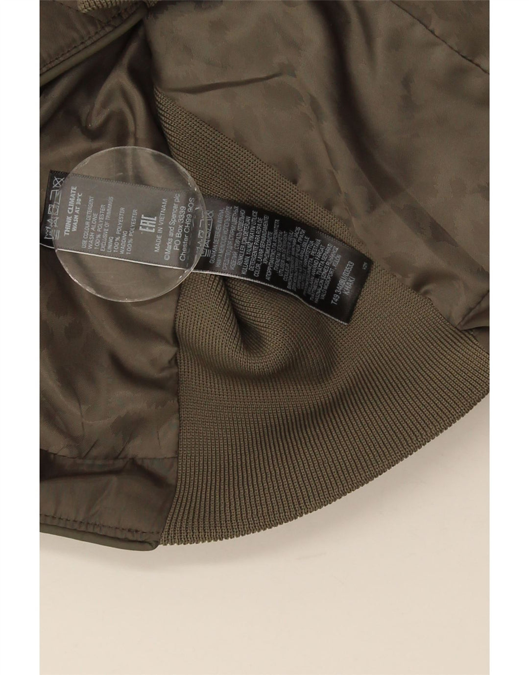 Marks & Spencer Womens Quilted Jacket UK 14 Large Khaki Polyester