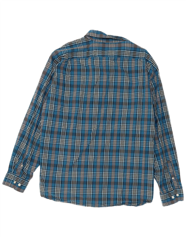 Nautica Mens Classic Fit Shirt 2XL Navy Blue Check Cotton