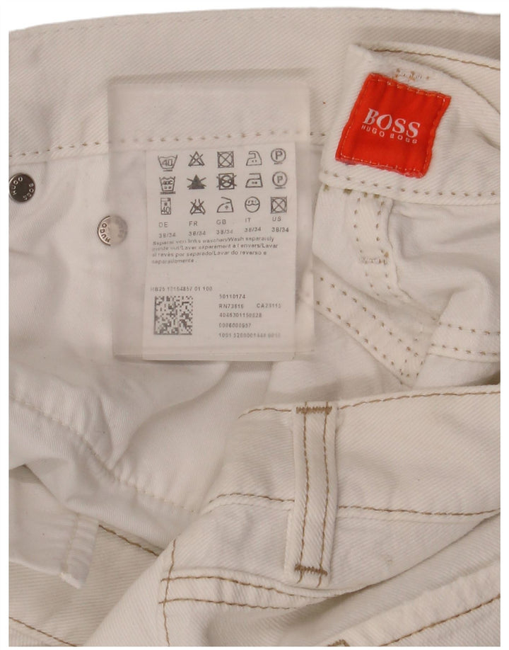 Hugo Boss Mens Straight Jeans W38 L34 White Cotton