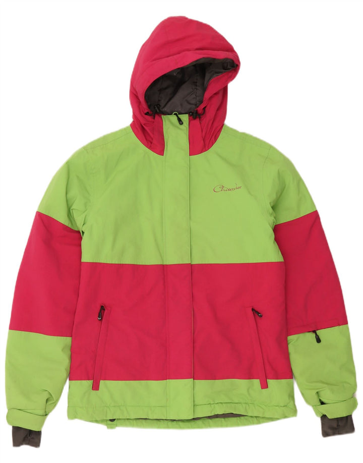 Chiemsee Womens Hooded Ski Jacket UK 10 Small Green Colourblock Polyamide