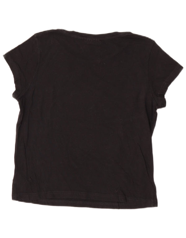 Cheap Monday Womens Crop Graphic T-Shirt Top UK 12 Medium Black Cotton