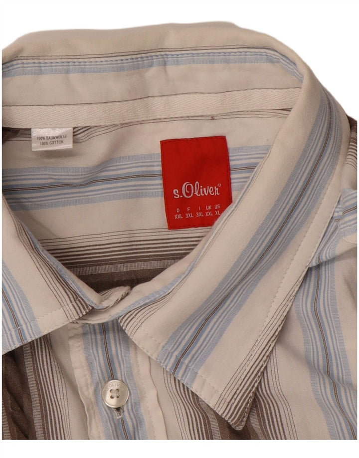 S.OLIVER Mens Short Sleeve Shirt 2XL Blue Striped Cotton
