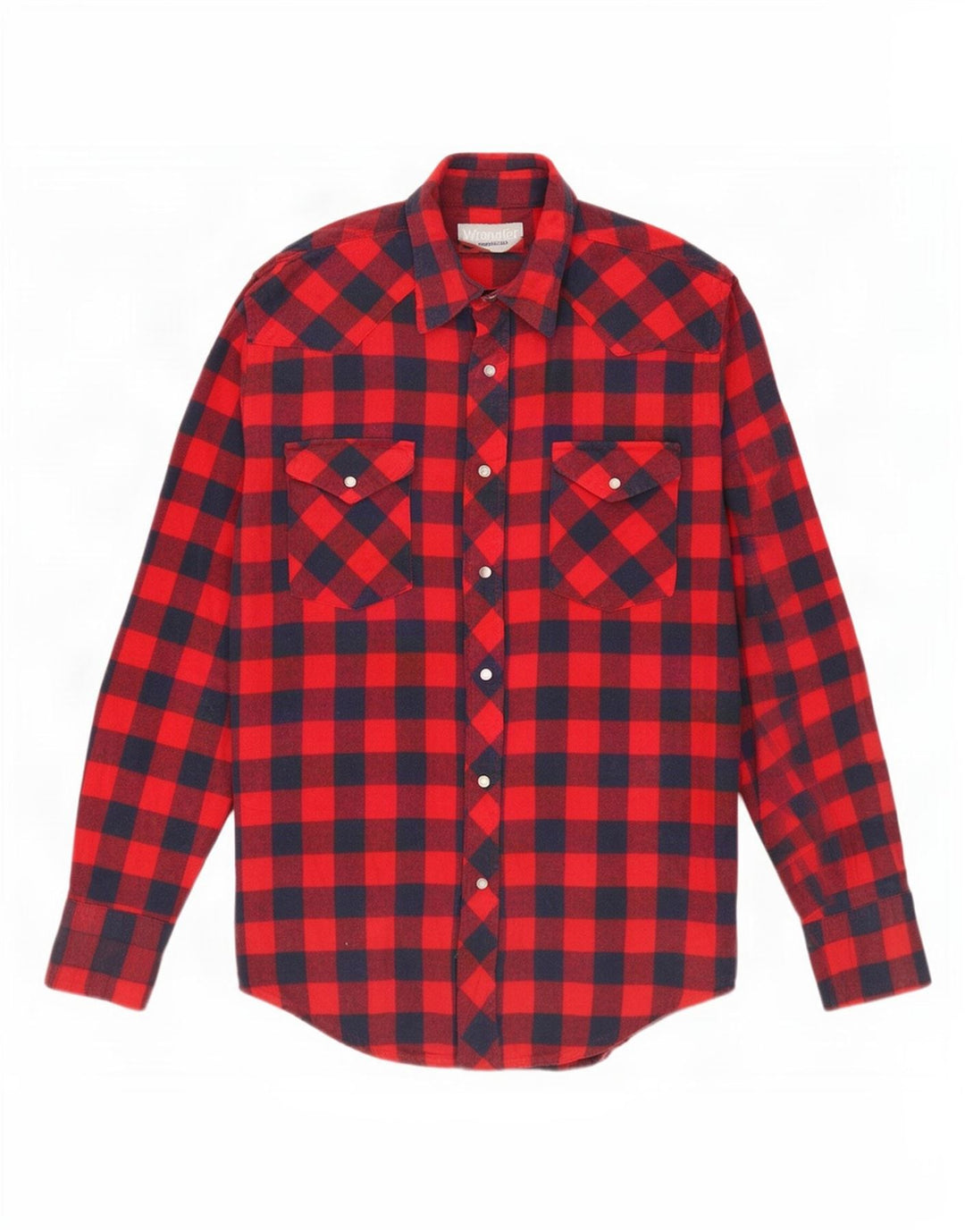 Wrangler Mens Flannel Shirt Medium Red Gingham Cotton