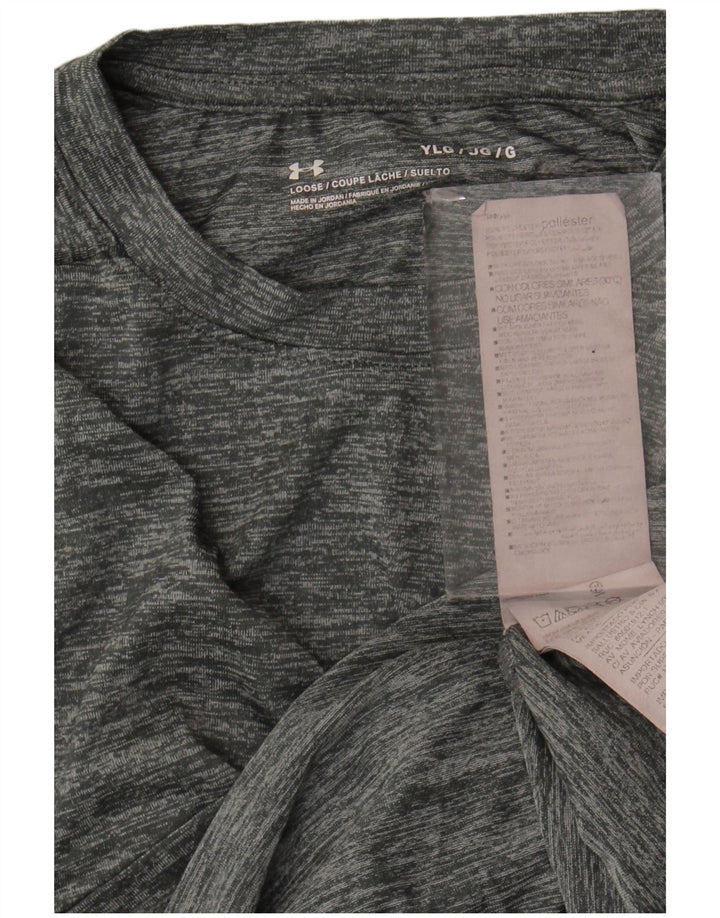 Under Armour Boys T-Shirt Top 11-12 Years Large Grey Flecked Polyester