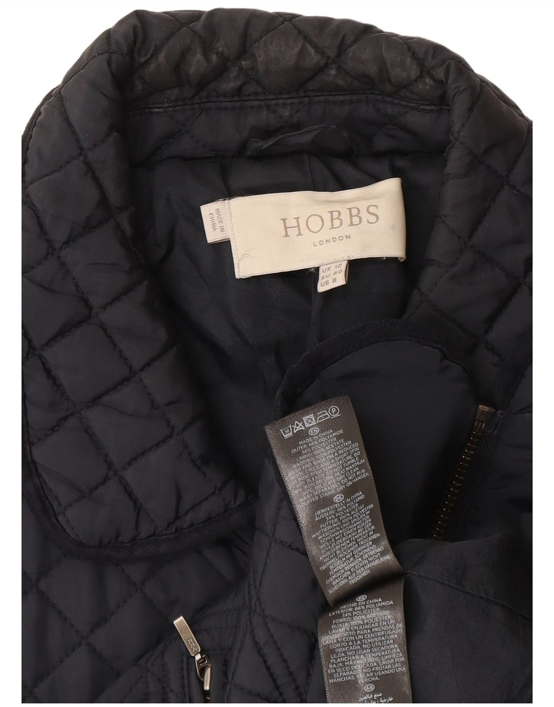 Hobbs Womens Quilted Jacket UK 12 Medium Navy Blue Polyamide