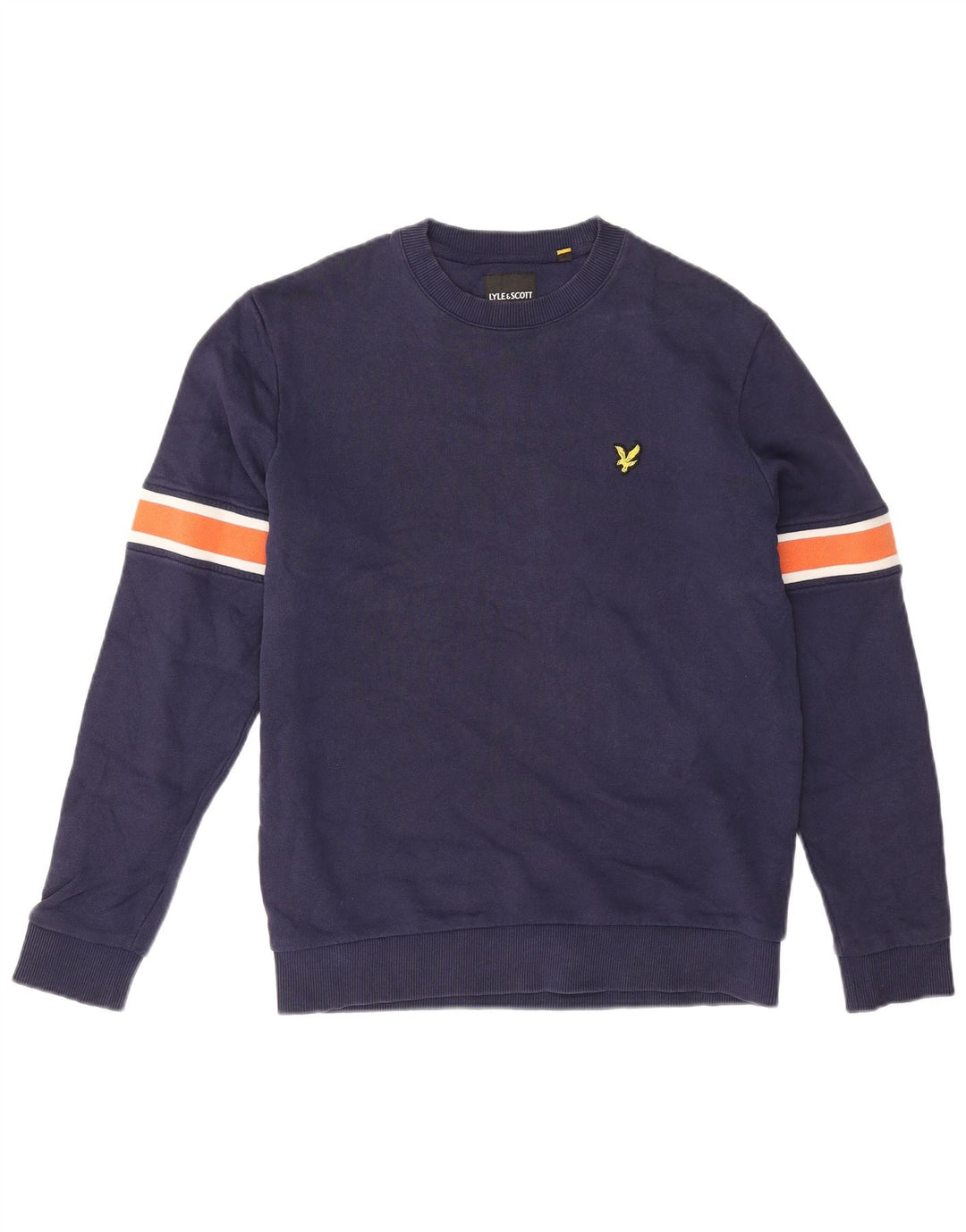 Lyle & Scott Mens Sweatshirt Jumper Small Navy Blue Colourblock Cotton