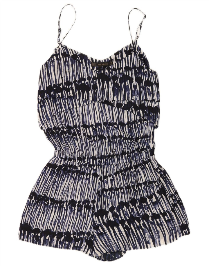 Zara Womens Abstract Pattern Sleeveless Playsuit UK 6 XS  Navy Blue