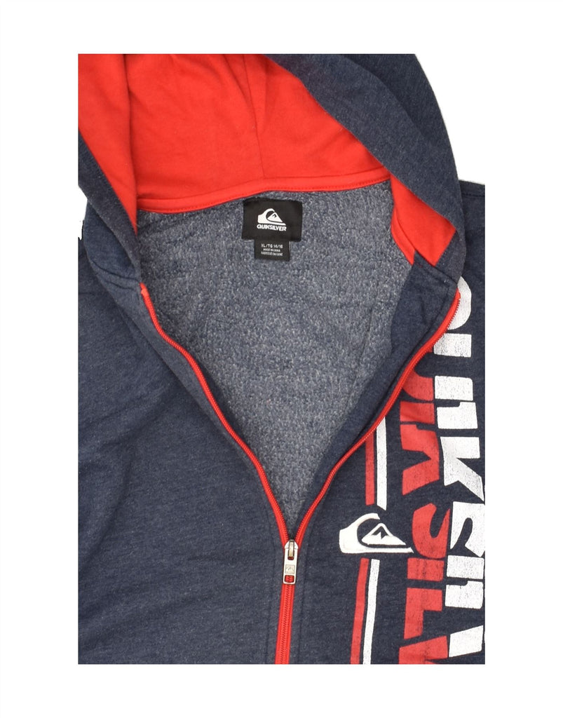 QUIKSILVER Boys Graphic Zip Hoodie Sweater 14-15 Years XL  Navy Blue | Vintage Quiksilver | Thrift | Second-Hand Quiksilver | Used Clothing | Messina Hembry 