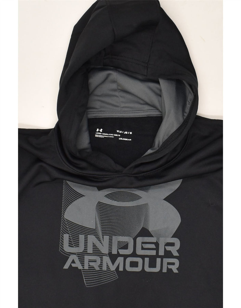 UNDER ARMOUR Boys Cold Gear Graphic Hoodie Jumper 11-12 Years Large Black | Vintage Under Armour | Thrift | Second-Hand Under Armour | Used Clothing | Messina Hembry 