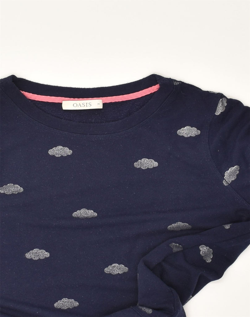 OASIS Womens Graphic Sweatshirt Jumper UK 14 Medium Navy Blue Spotted | Vintage Oasis | Thrift | Second-Hand Oasis | Used Clothing | Messina Hembry 