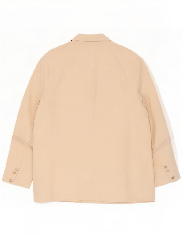 Zara Womens Oversized 3/4 Sleeve Blazer Jacket UK 16 Large Beige