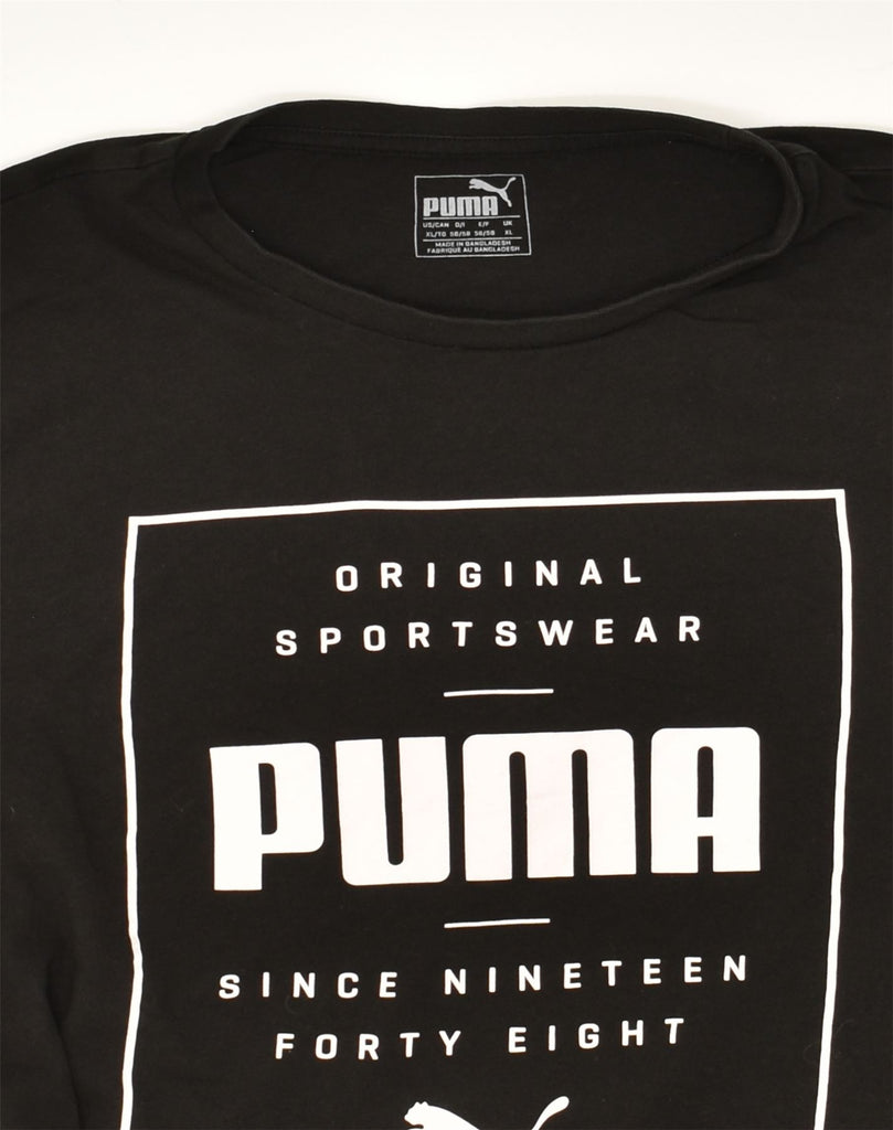 PUMA Mens Graphic T-Shirt Top XL Black Cotton | Vintage Puma | Thrift | Second-Hand Puma | Used Clothing | Messina Hembry 