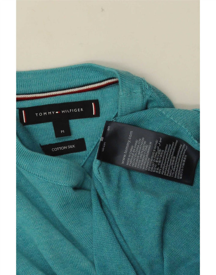 Tommy Hilfiger Mens Crew Neck Jumper Sweater Medium Turquoise Cotton