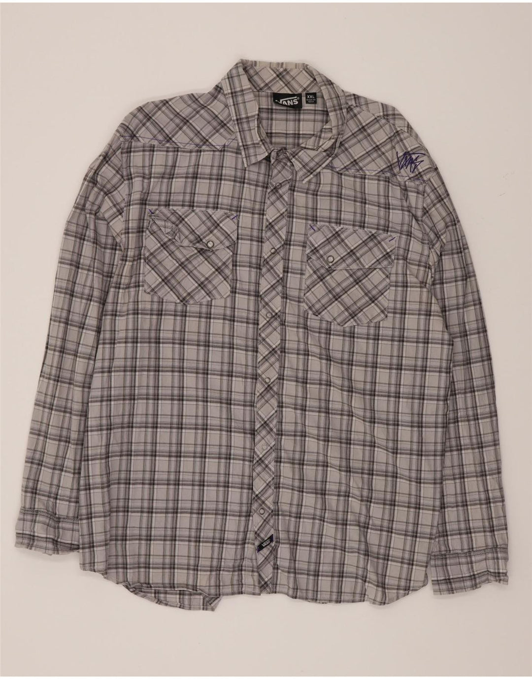 Vans Mens Shirt 2XL Grey Check Cotton
