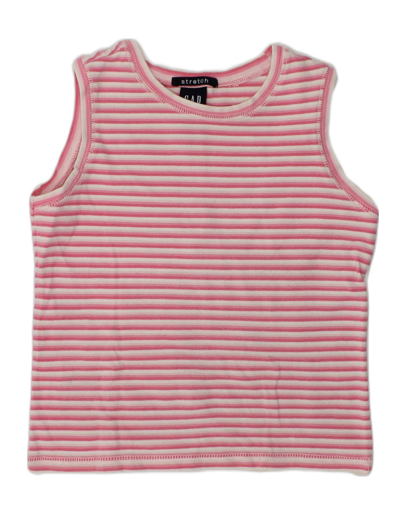 GAP Girls Stretch Vest Top 7-8 Years Medium Pink Striped Cotton | Vintage Gap | Thrift | Second-Hand Gap | Used Clothing | Messina Hembry 