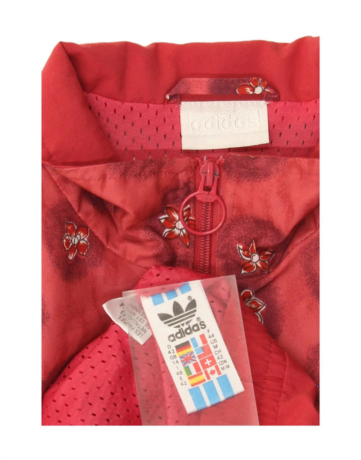 Adidas Womens Oversized Tracksuit Top Jacket UK 14 Large Red Floral