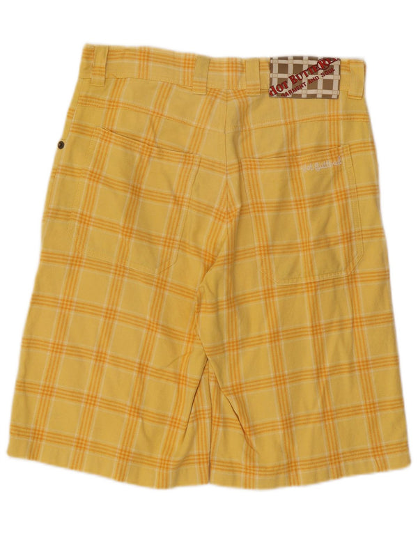 Vintage Womens Casual Shorts W28 Medium Yellow Check Cotton