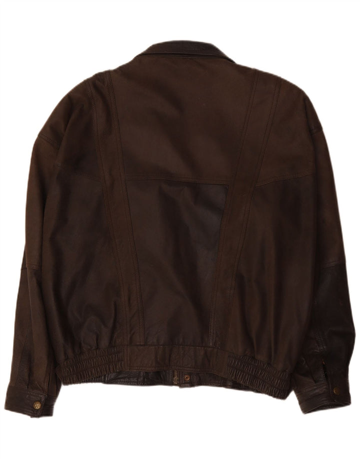 Vintage Mens Bomber Leather Jacket IT 56 3XL Brown Leather