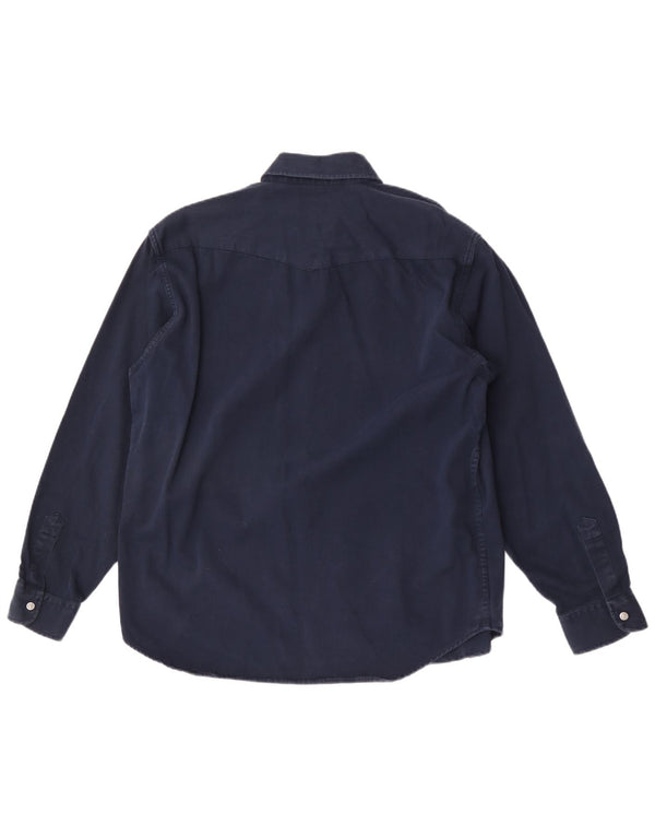 Carrera Mens Shirt Large Navy Blue Cotton