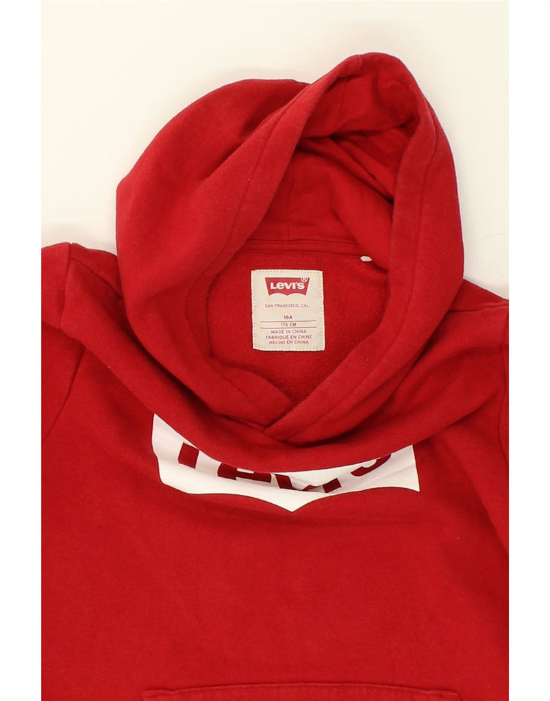 LEVI'S Boys Graphic Hoodie Jumper 15-16 Years Red Cotton | Vintage Levi's | Thrift | Second-Hand Levi's | Used Clothing | Messina Hembry 