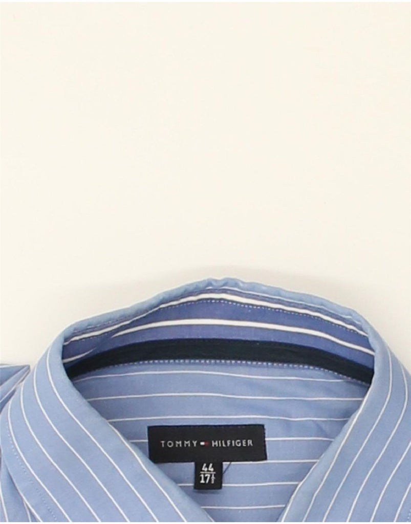 TOMMY HILFIGER Mens Shirt Size 17 1/2 44 XL Blue Pinstripe Cotton | Vintage Tommy Hilfiger | Thrift | Second-Hand Tommy Hilfiger | Used Clothing | Messina Hembry 