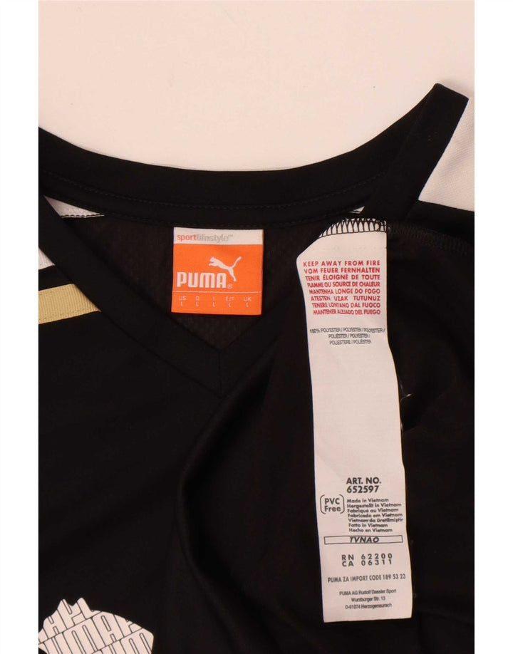 Puma Mens Graphic T-Shirt Top Large Black Colourblock Polyester