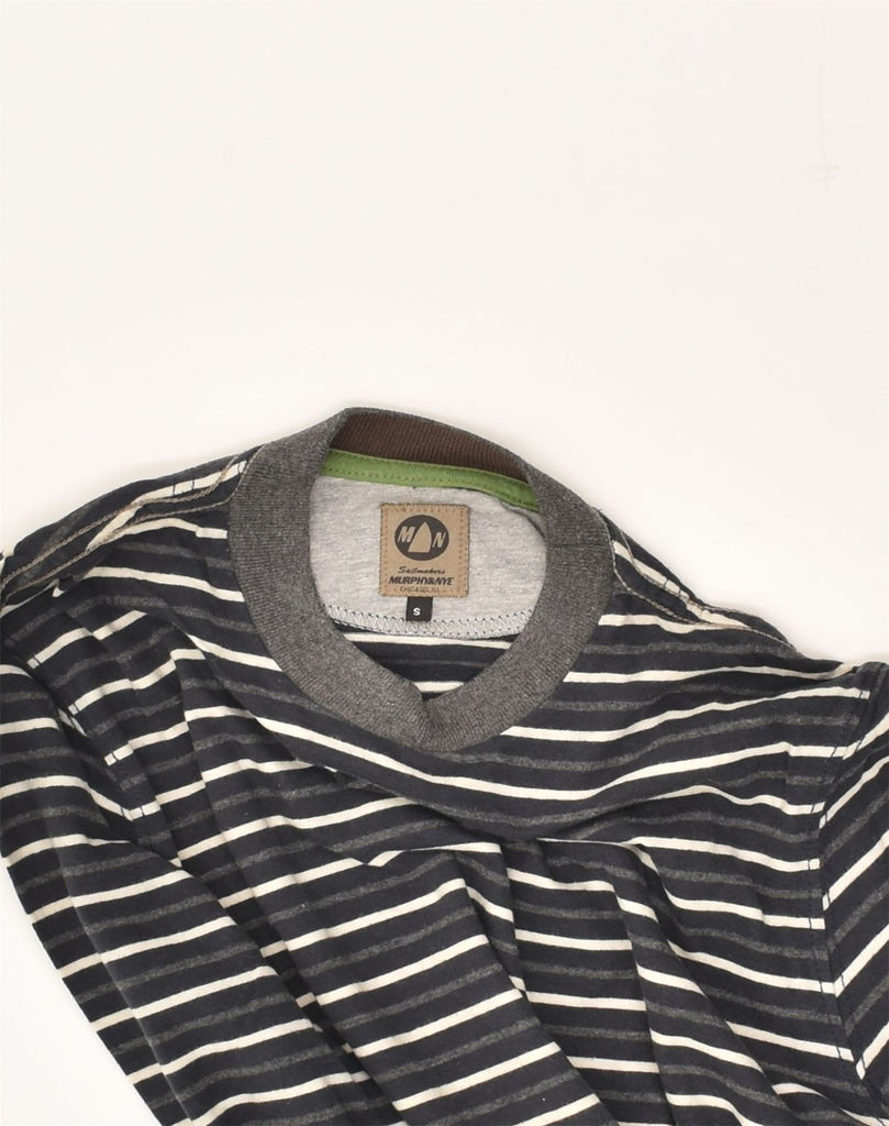 MURPHY & NYE Mens Top Long Sleeve Small Grey Striped Cotton | Vintage Murphy & Nye | Thrift | Second-Hand Murphy & Nye | Used Clothing | Messina Hembry 