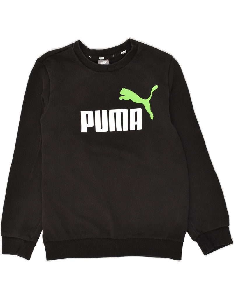 PUMA Boys Graphic Sweatshirt Jumper 11-12 Years Black Cotton | Vintage Puma | Thrift | Second-Hand Puma | Used Clothing | Messina Hembry 