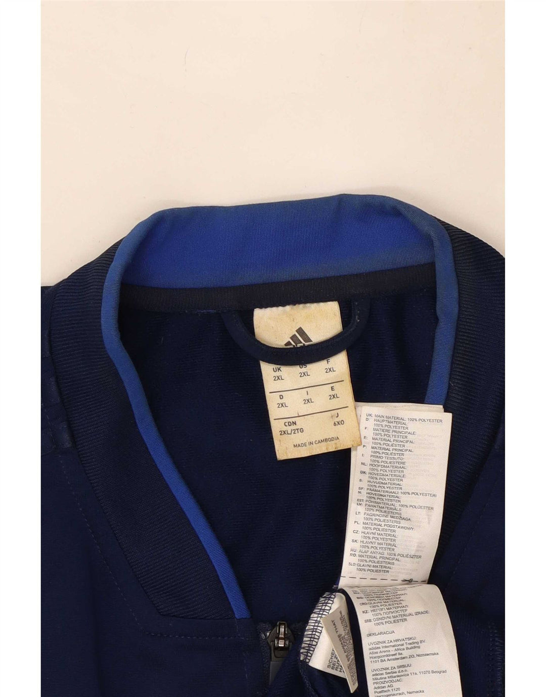 Adidas Mens Tracksuit Top Jacket 2XL Navy Blue Polyester