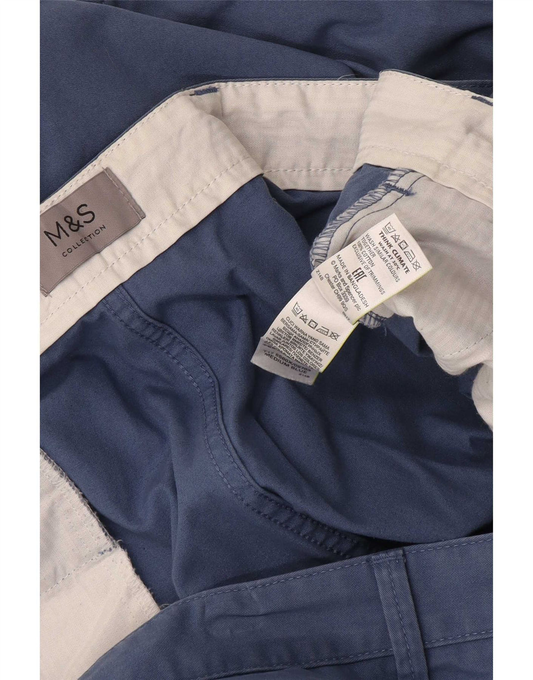 Marks & Spencer Mens Chino Shorts W48 4XL Blue Cotton