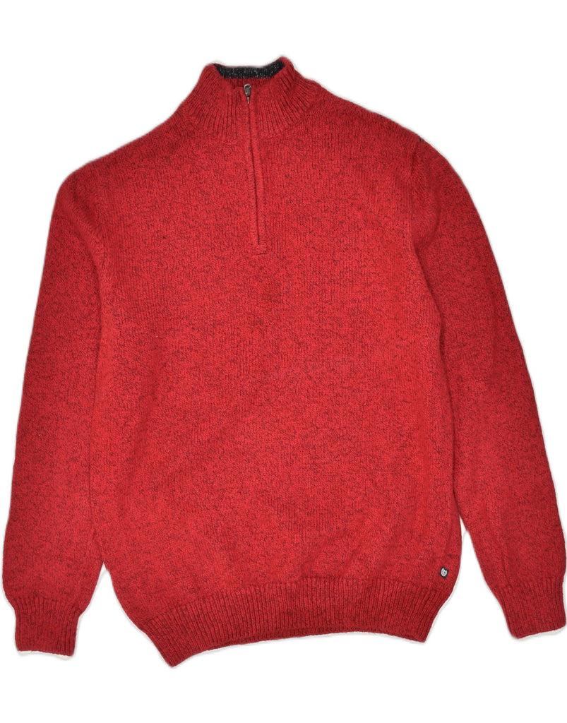 CHAPS Mens Zip Neck Jumper Sweater Small Red Flecked Cotton Classic | Vintage | Thrift | Second-Hand | Used Clothing | Messina Hembry 